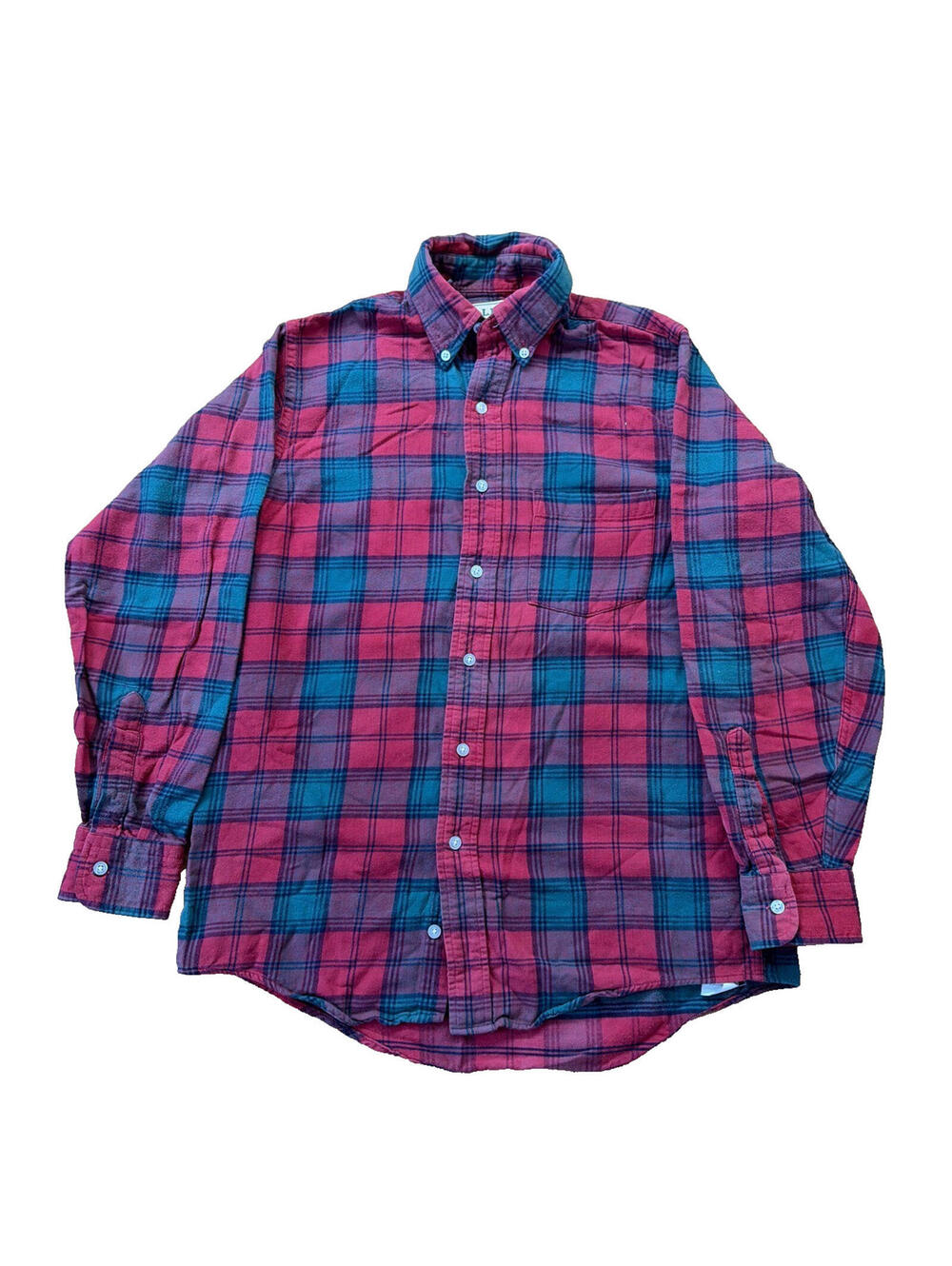 Vintage LL Bean Long Sleeve Button Down Shirt Mens Small Red Plaid Flannel 90s